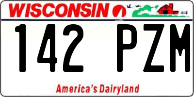 WI license plate 142PZM