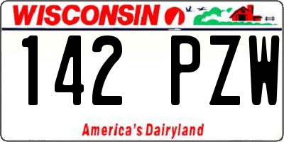 WI license plate 142PZW
