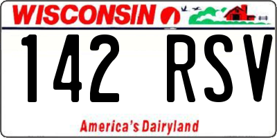 WI license plate 142RSV