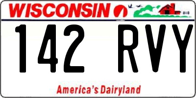 WI license plate 142RVY