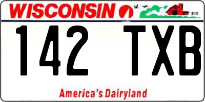 WI license plate 142TXB