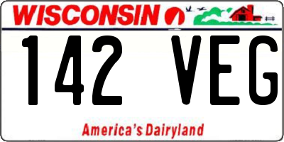 WI license plate 142VEG