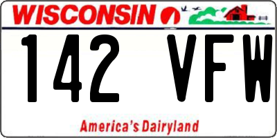 WI license plate 142VFW