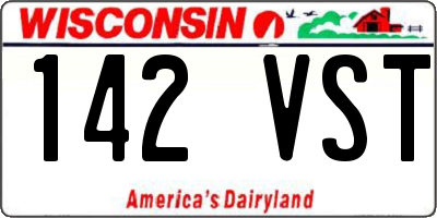 WI license plate 142VST