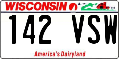 WI license plate 142VSW