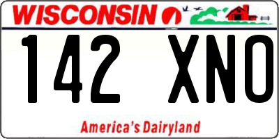 WI license plate 142XNO