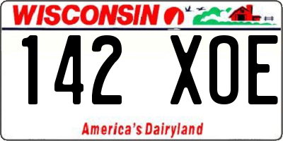 WI license plate 142XOE