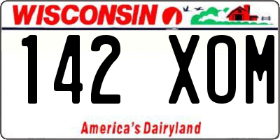 WI license plate 142XOM