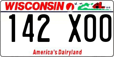 WI license plate 142XOO
