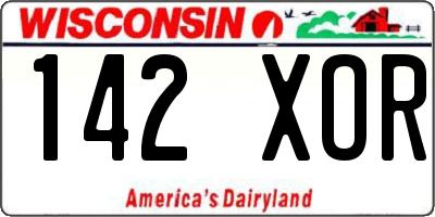 WI license plate 142XOR