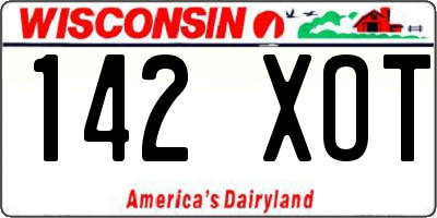 WI license plate 142XOT
