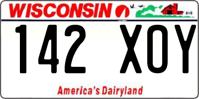 WI license plate 142XOY