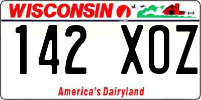WI license plate 142XOZ