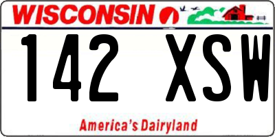 WI license plate 142XSW