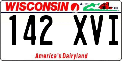WI license plate 142XVI