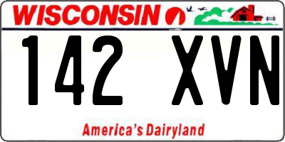 WI license plate 142XVN