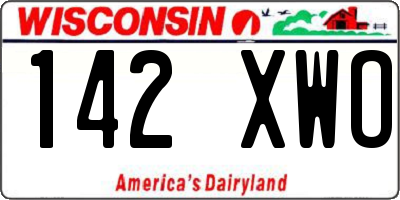 WI license plate 142XWO