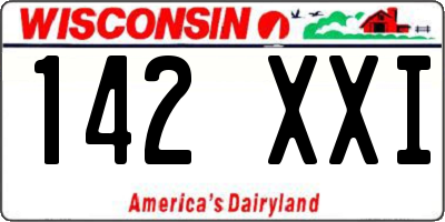 WI license plate 142XXI
