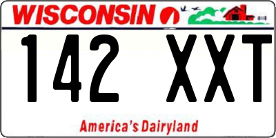 WI license plate 142XXT