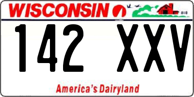 WI license plate 142XXV