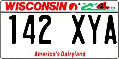 WI license plate 142XYA