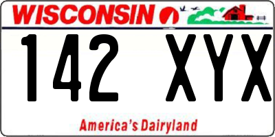WI license plate 142XYX