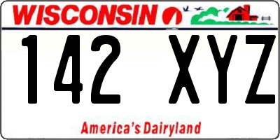 WI license plate 142XYZ