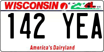 WI license plate 142YEA