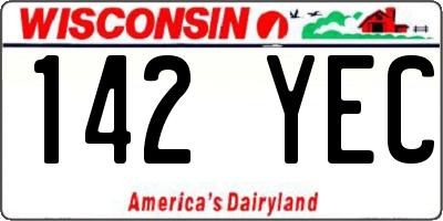 WI license plate 142YEC