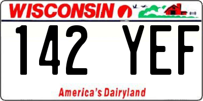 WI license plate 142YEF