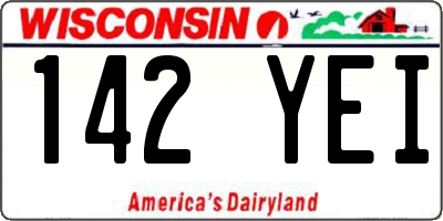 WI license plate 142YEI