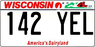 WI license plate 142YEL