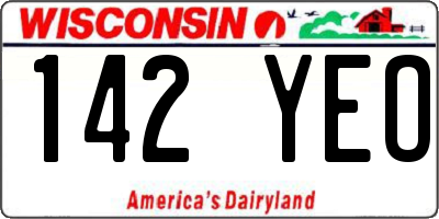 WI license plate 142YEO