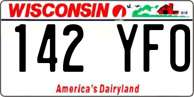 WI license plate 142YFO