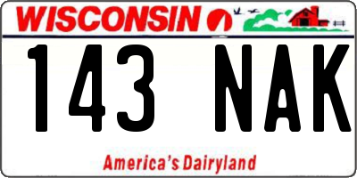 WI license plate 143NAK