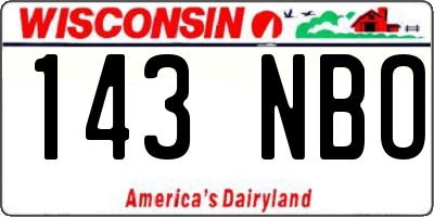WI license plate 143NBO