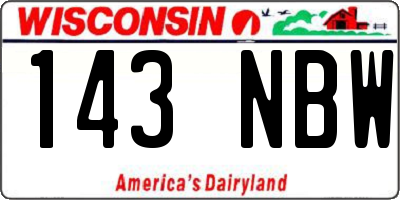 WI license plate 143NBW