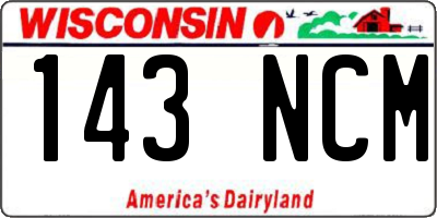 WI license plate 143NCM