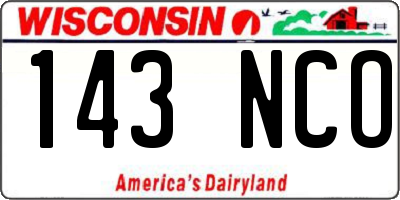 WI license plate 143NCO