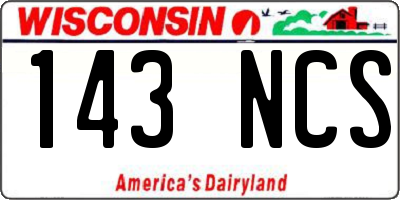 WI license plate 143NCS