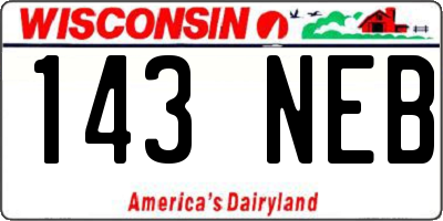 WI license plate 143NEB