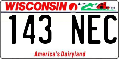 WI license plate 143NEC