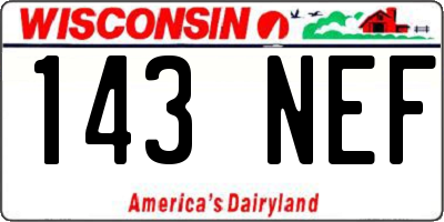WI license plate 143NEF