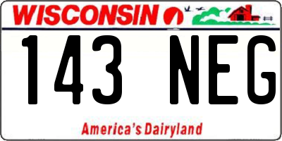 WI license plate 143NEG