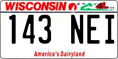 WI license plate 143NEI