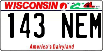 WI license plate 143NEM