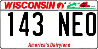 WI license plate 143NEO