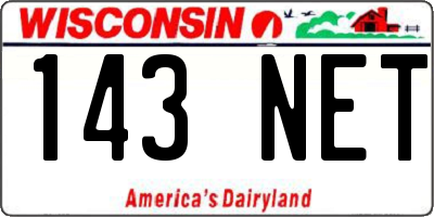 WI license plate 143NET
