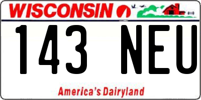 WI license plate 143NEU