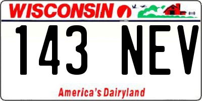 WI license plate 143NEV